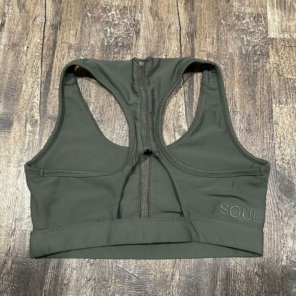 SoulCycle Size Small Mesh Sports Bra Jelly Logo Green - Picture 2 of 5